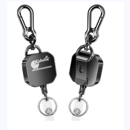 Kidultz(Pack of 1) Heavy Duty Metal Zinc Alloy I'd Card Retractable Black Stylish Badge yoyo Reel, Key Chain Holder Belt Clip Pull Cord with 27.5" Steel Cable
