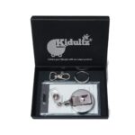Metal I'd Card Retractable Pulley Silver & Black Yoyo with Premium Transparent Acrylic Holder - (1 Set - 1 Acrylic I'd Holder, 1 Metal Yoyo, 1 Key Hook & 1 Key Ring) (Vertical Holder)